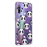 Suhctup Coque Comaptible pour Xiaomi Mi 9,Transparent Silicone TPU Bumper Motif Animal Crystal Ultra Mince Etui Cover Antichocs Résistance Aux Rayures Protection Housse Case,Pandas 9