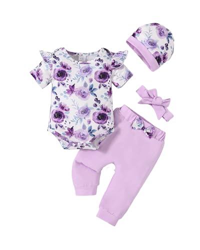 Image of Doresbebe Baby Girl Clothes Newborn Infant Outfits Cute Summer Clothes Spring Romper Set+Hat+Headband