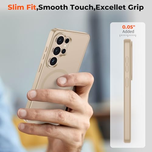 Image of SUPFINE Magnetic for Samsung Galaxy S26 Ultra Case with Screen Protector, (Built-in Magnets) (Military Grade Drop Protection) Slim Translucent Shockproof Phone Case,Pink Gold