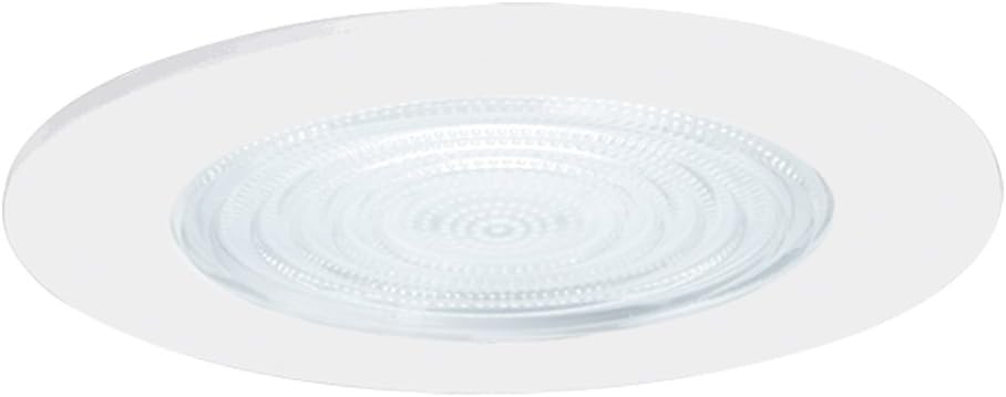 Jesco Lighting TM607WH 6-Inch Aperture Line Voltage Trim Recessed Light, Fresnel Lens for Shower, White Finish