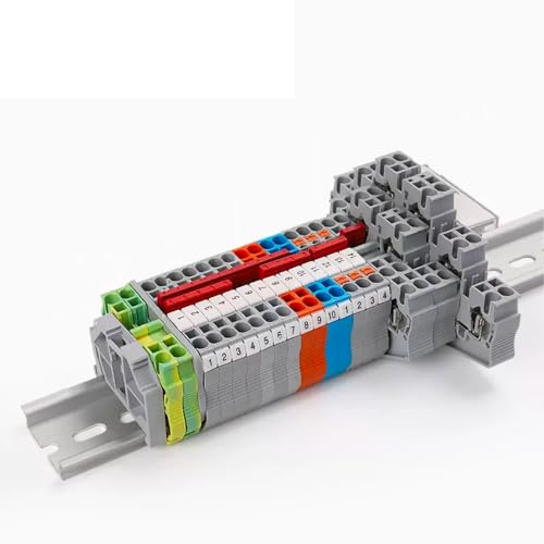 Bloque de terminales carril Din PT4-QU de 4 conductores para doble cable de alimentación, 50 uds 5