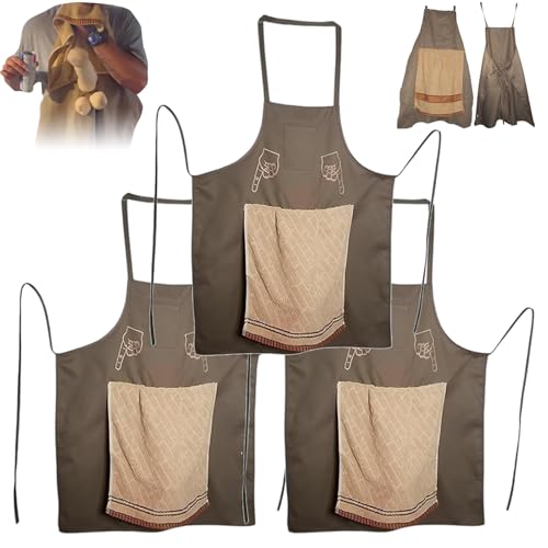 REALOKMAN Works Apron for Prank Adult Chef's Prank Apron Funny Gag Gift with Surprise Pocket Novelty Kitchen Cooking Apron for Men(3Pcs)