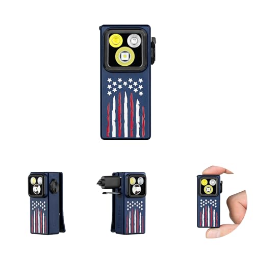 Image of OLIGHT Oclip Ultra EDC Flashlight Clip-on Light, 530 Lumens Rechargeable with Type-C Charging, Combines Floodlight, Spotlight and UV, Triple Lights for Inspection and Work (Stars & Stripes Edition)