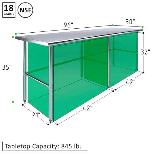 Image of 30 inchx96 inch Open Base Stainless Steel Work Table, NSF