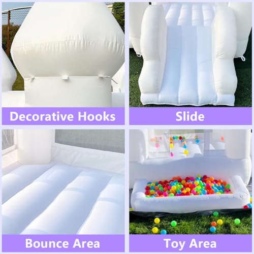 White Bounce House Indoor Bounce House for Kids Oxford Cloth White Bouncy House, Inflatable Trampoline with UL Blower (Oxford Cloth 8.53ft) - Thumbnail 3