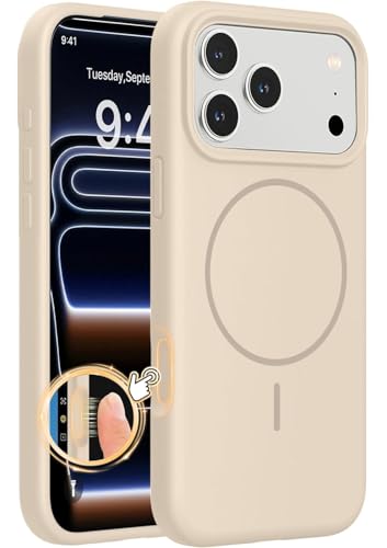 Image of mobistyle Magnetic Silicone Back Cover for iPhone 17 Pro Max 6.9-Inch, Compatible with Mag-Safe, Silky Soft Touch, Shock Absorbing Phone Cover Case with Camera Lens Protection (Pink)