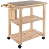 Winsome Mario Kitchen Cart, Rolling Utility & Serving Cart with Wheels for Snacks in Natural, Drinks, Kitchen Essentials, Storage & Organization for the Home or Apartment