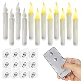 QINGHUAI 2 Pcs Schwimmende LED-Kerzen, Flackernde flammenlose Stabkerzen mit Fernbedienung und Angelschnur, Realistische Schwimmkerzen-Kerzenhalter für Party-Halloween-Kirchenhaus