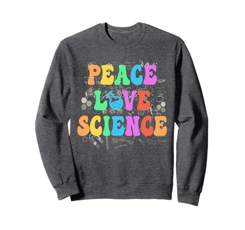 Groovy PEACE LOVE SCIENCE Technology Team STEM Squad Math Sweatshirt