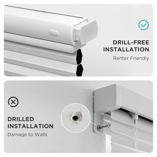 Joydeco No Tools No Drill Blinds for Indoor Windows, Cordless Window Blinds Cellular Shades Top Down Bottom Up Blackout Honeycomb Blinds Thermal Insulated Noise Reduction (White, 35\" W x 64\" H) - Thumbnail 2
