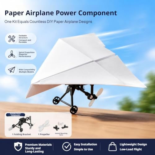 Image of Rc Paper Airplane Kit - DIY Electric Remote Control Plane with Gyro Stabilizer,Dual Propellers Rc Plane Kit,Lightweight Foldable Flying Stem Toy Micro Fixed Wing Drone,Cool Tech Gadgets Gifts