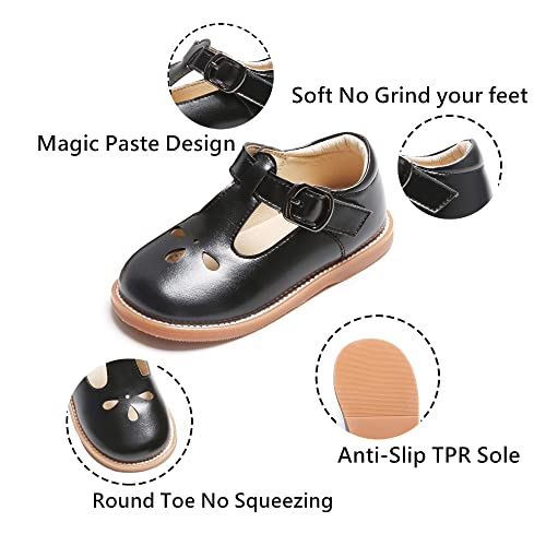 Image of Kiderence Toddler Girl Mary Jane School Uniform Dress Shoes Oxford Flats | Wide Toe Box Great Comfort for Student Shoe and Flower Girl Shoe for Wedding, Parties, Church