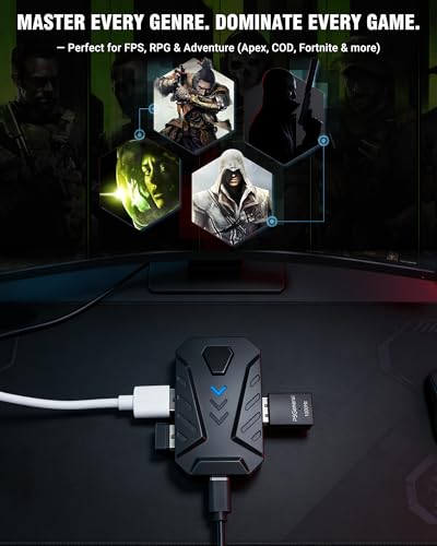 Joso Adapter klawiatury i myszy do PS5, adapter klawiatury o bardzo niskim opóźnieniu 1000 Hz z P5 General do grania w gry PS5, konwerter myszy Plug and Play, kompatybilny z Play 5 Initial Version
