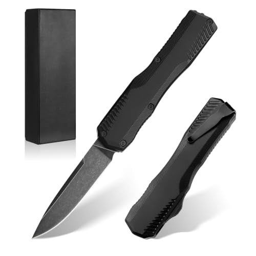 cckk 9000R Pocket Knife 3.3" Cpm-Magnacut Steel Anodized Aluminum Handle, Box Cutter Cool Sharp Folding EDC Knife with Clip,for Men Camping Hiking(Black)