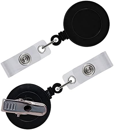 JBKHDTB 5 Pack Retractable ID Badge Holder Reels with Swivel Alligator Clip Bulk Pack Premium Badge（Black）