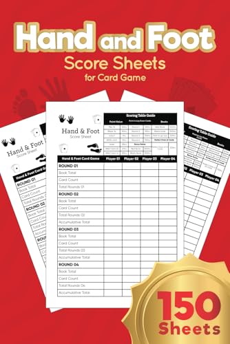 Hand and Foot Score Sheets for Card Game: Large Hand and Foot Score Pad -150 Scoring Pages / 6
