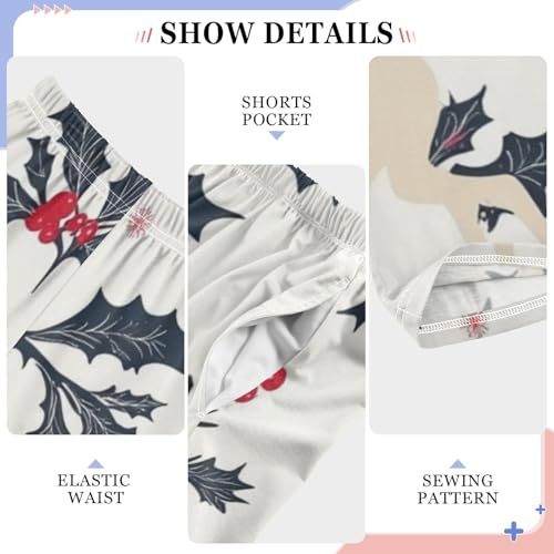 Boys' Pants Christmas Berry Deer Leaves Long Bottoms Jogger Pants Elastic Waist Trousers with Pockets S-XL4