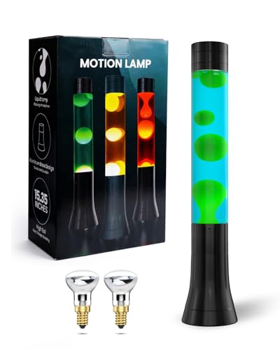 Klarlight Lámpara de Lava Verde Cera Azul Líquido Calmante Movimiento Lámpara de Lava para la Relajación Pacífica, 15,35 Pulgadas, con 2 Paquete R39 25W E14 Bombilla Reflectora, Enchufe de la EU