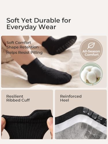 Image of Non-Slip Baby Cotton Ankle Socks with Grippers for Toddler Walking