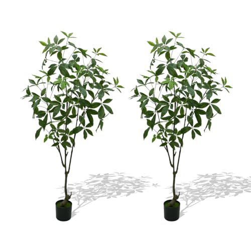 MDJTT 6FT Artificial Money Tree Indoor, 2 Pack Potted Fake
