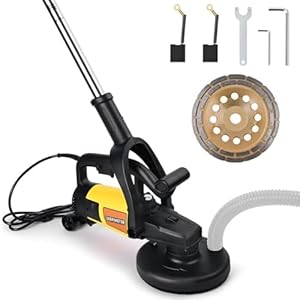 3800 W betonslijper incl. lange handgreep, betonfrees met beschermkap, Ø 180 mm diamantslijpkop, 6 standen toerentalregeling, 6000 UPM, stofdichte haakse slijper, saneringsfrees, muurfrees, poetsfrees