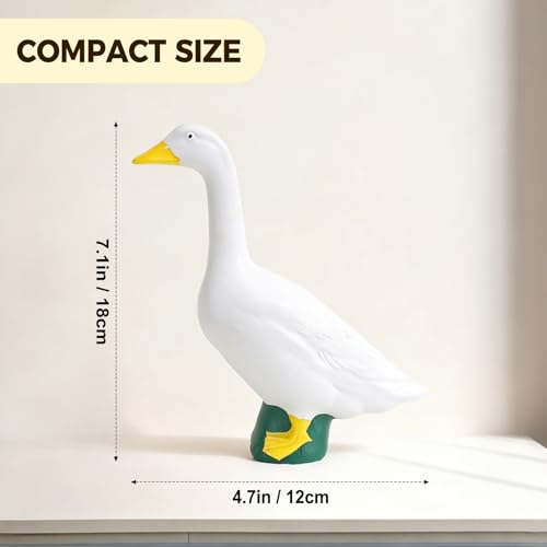 Figura de ganso de resina blanca para escritorio 7 pulg miniatura 2