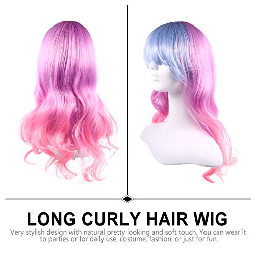 FRCOLOR Cabelo Comprido Encaracolado Ondulado Perucas Coloridas de Cabeça Cheia Perucas de Halloween