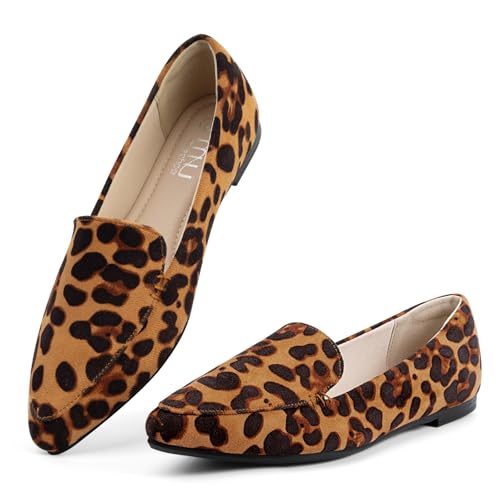 Image of MUSSHOE Pointed Toe Flats for Women, Comfortable Business Casual Work Shoes, Slip On Loafers with Arch Support, Office Walking Flats for All Day Standing