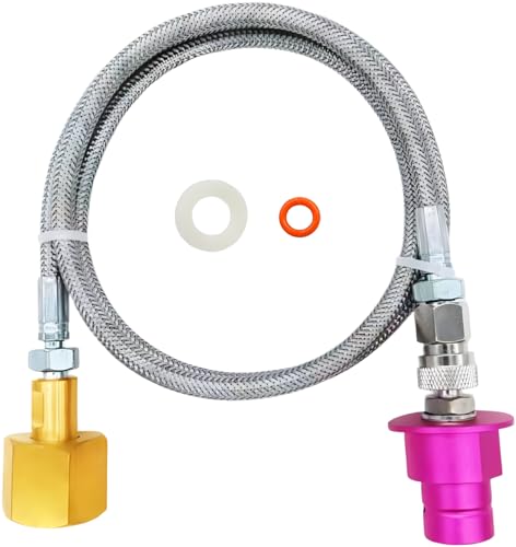 Adaptador de CO2 para máquina de Soda Terra con conector rápido, manguera de acero inoxidable compatible con Terra DUO Art Gaia Soda Series (60 pulgadas)