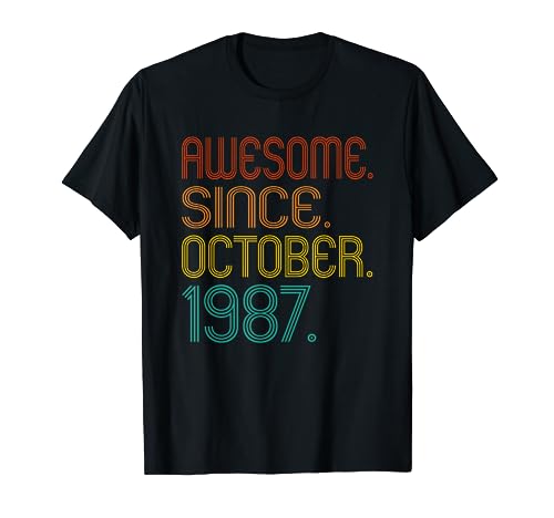 Awesome Since October 1987 Birthday Vintage 1987 Men Women Camiseta