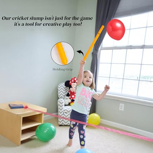Image of Full Size Kids Beginner Cricket Kit with Natural Wooden Bat | Complete Cricket Set for Boys & Girls (5-10 Years) | Bat, Ball & Wickets | Outdoor Sports Toy |Birthday Gift for Kids