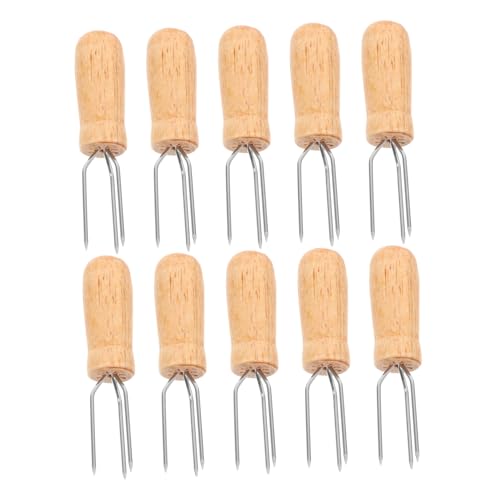 GAROZATION 10piezas Soportes Para Mazorcas De Maíz Mangos De Madera Brochetas Para Barbacoa Picnics y Fiestas