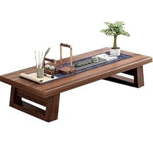 Mesa de comedor baja estilo zen japonés, mesa de centro de madera maciza para sala de estar