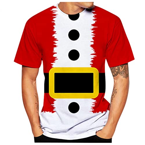Zhiyao Camiseta de Navidad para hombre, regalo de Navidad, jersey de Papá Noel, disfraz de cosplay, ropa de calle, regalo ideal, 10-rojo, XXXL