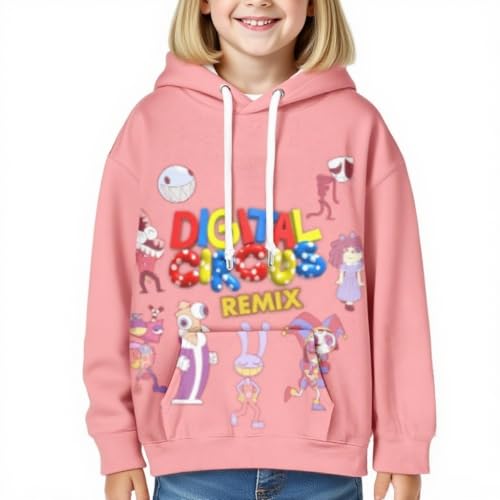 Girls Cartoon Print The Amazing Digital Circus Cat's Ears Design 3D Hooded Sweatshirt4