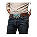 Men Cowboys Southwestern Fashion Belt Buckle Silver Metal Aztec Mayan Style Turquoise Blue Beads