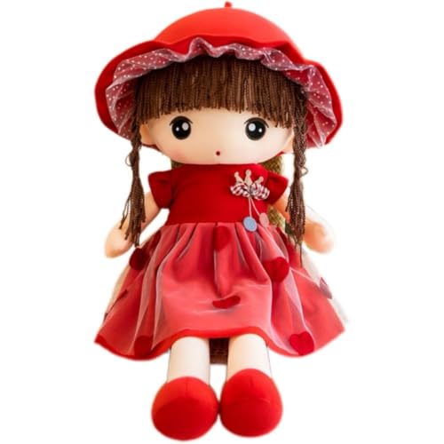 UOAO 女の子向けのぬいぐるみ 人形の女の子のクッション 抱き枕 可愛い 柔らか手触り 動物 もこもこ 添い寝枕 面白い 気持ちいい ギフト 母の日 誕生日 プレゼント お祝い クリスマス レッド 60cm