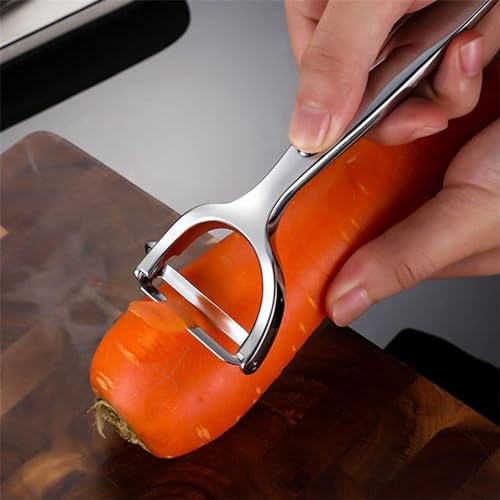 Il pelaverdure è realizzato in acciaio inossidabile, materiale spesso, facile da sbucciare.pela verdure.pelapatate professionale.pela carote.pela patate e verdure.piranha peeler. potapeeler - immagine 6