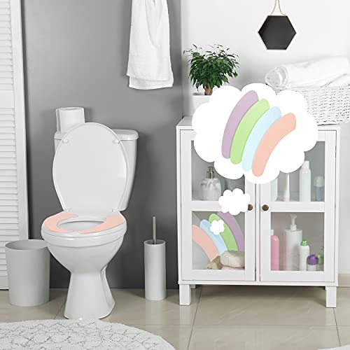 8 Pairs Bathroom Warmer Toilet Seat Cover Pads Washable And Reusable Toilet Seat Cushion Pad Toilet Seat Warmer Cover Bathroom Upgraded Warmer Cushion For Winter Bathroom Toilet, 4 Colors #TOP6