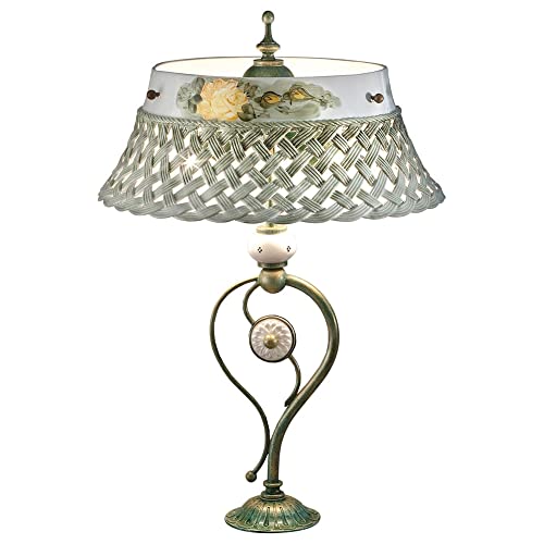 Tischleuchte 2 Leuchten Kollektion Verona CL45 grün getönt gold Cover