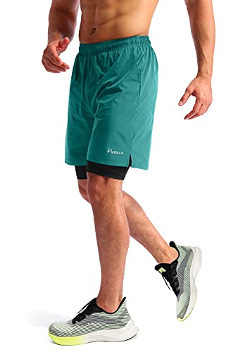 Image of Pudolla Men's 2 in 1 Running Shorts 5 inch Quick Dry Gym Athletic Workout Shorts for Men with Phone Pockets