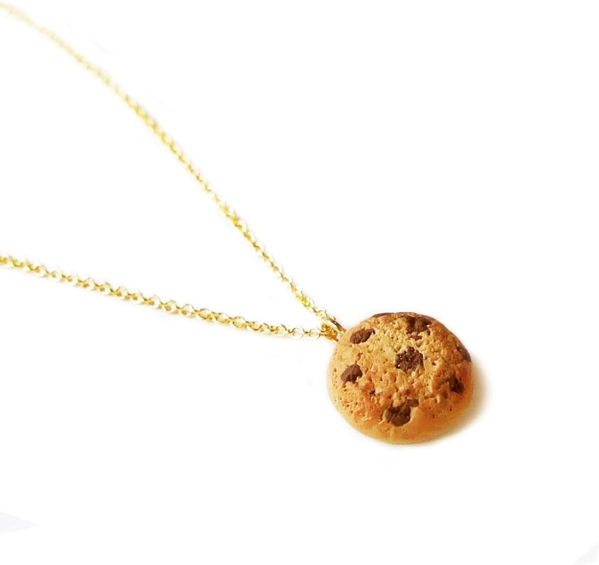Mini Cookie Necklace Polymer Clay Chocolate Chip Pendant Handmade Food Jewelry Kawaii Dessert Charm Cute Gift for Her Christmas Gift Idea