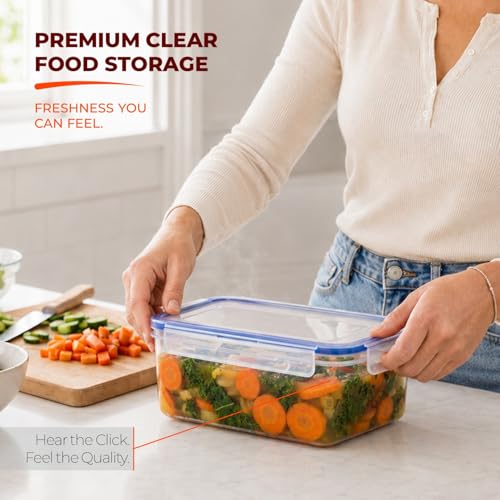 Tribello 68 oz Airtight Food Storage Containers with SnapTight Lids – Clear, Stackable, BPA-Free Meal Prep Containers for Kitchen, Freezer & Pantry – 3-Pack by Tribello - Used condition - Image 4