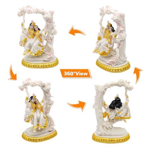 BangBangDa Statue du Dieu Indien Radha Krishna – 17,9 cm H Inde Idol Radha Krishna Statue pour Cadeaux de Retour de Mariage Indien, Cadeaux hindous pour Couple Indien, Murti Home Office Temple Mandir – vue 2