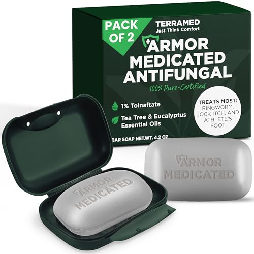 Antifungal Soap | Medicated Jock Itch Treatment, Fights Ringworm & Athlete's Foot | Soothing Tea Tree & Eucalyptus | 1% Tolnaftate for Effective Relief | Travel-Friendly with Soap Case