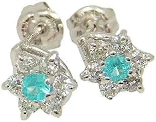 Amazon | K18WG 0.12ct パライバトルマリン ピアス 10月 誕生石 天然石