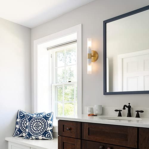 Gold Wall Sconce Lighting Bathroom Vanity Light Fixture Modern Indoor Interior Bedroom Wall Sconces With Frosted Glass Shade Wall Light Up And Down Wall Mount Lamp For Hallway Sconces Wall Lighting #TOP1