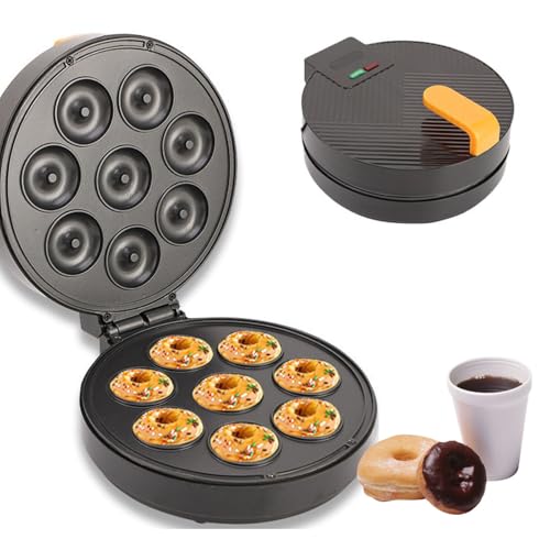 JMbpkduHs Máquina para Hacer Donas, Máquina para Hacer Bocadillos para Donas Antiadherentes, Hace 8 Mini Donas, Platos Antiadherentes Fáciles De Limpiar, CREA Donas Veganas,1400w,220v