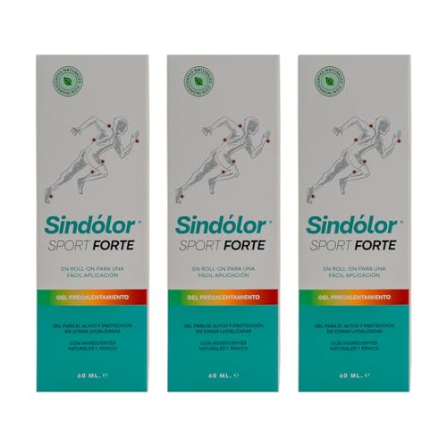 Sindólor Sport Forte Gel Precalentamiento en el Deporte. Producto Desarrollado con la Colaboración de Deportistas De Elite. Con Ingredientes Naturales y Árnica. Rollon 60 ml - Pack 3 Unidades