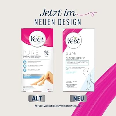 Veet Ready to Use Wax Strips Full Body Waxing Kit for Sensitive Skin, 20 Wax Strips